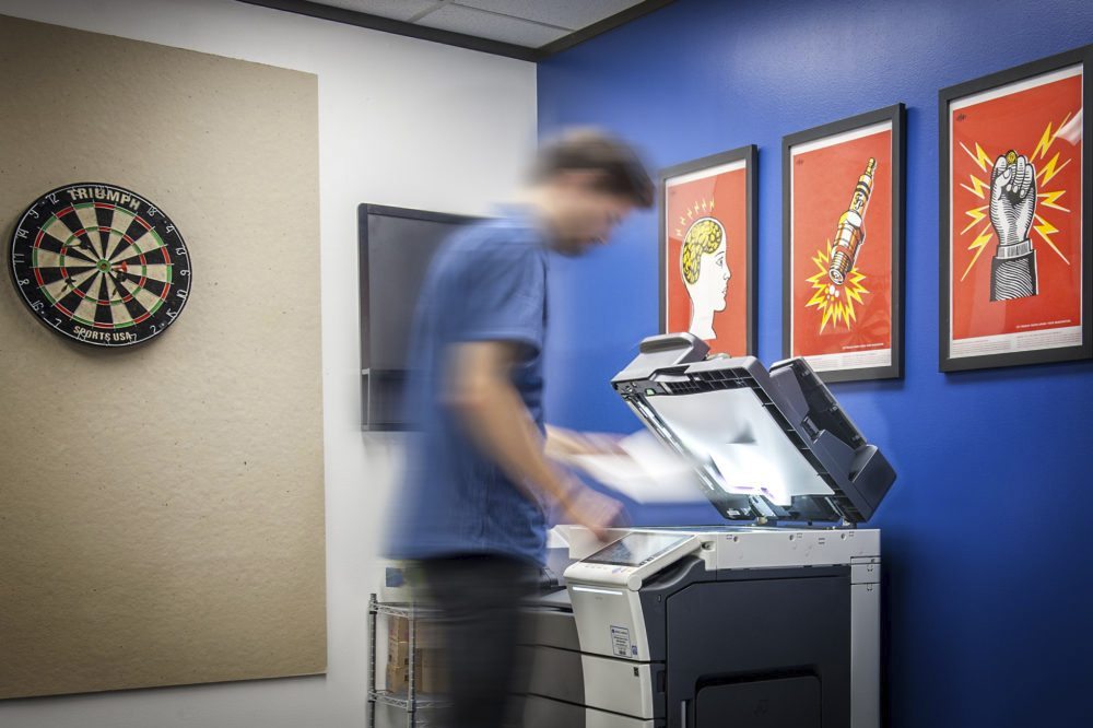 Workhorse employee scanning documents