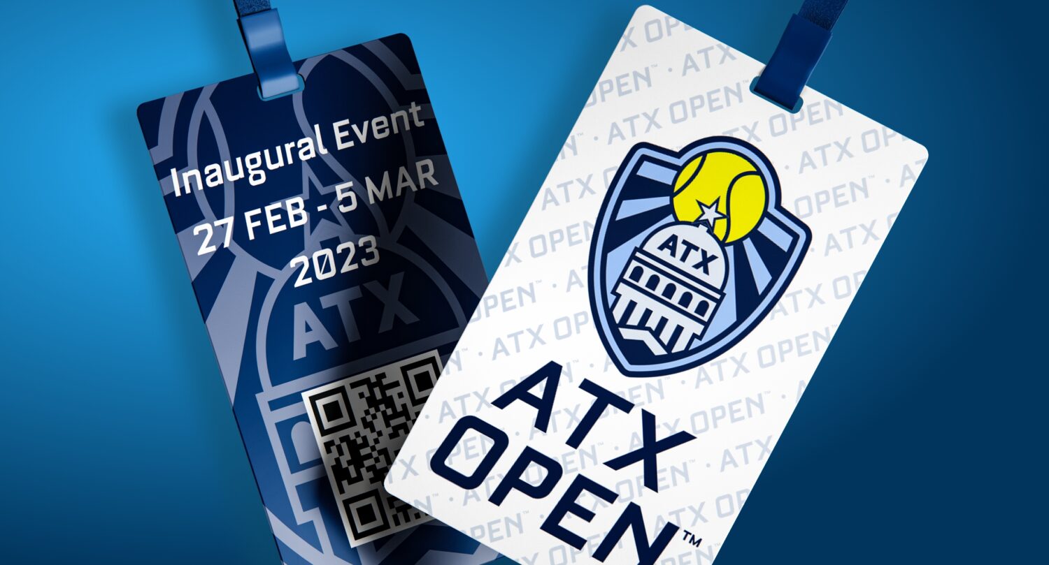 Tournament badges with the ATX Open logos on them