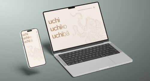 Smartphone and laptop screenshots of the Uchi Restaurants website homepage.