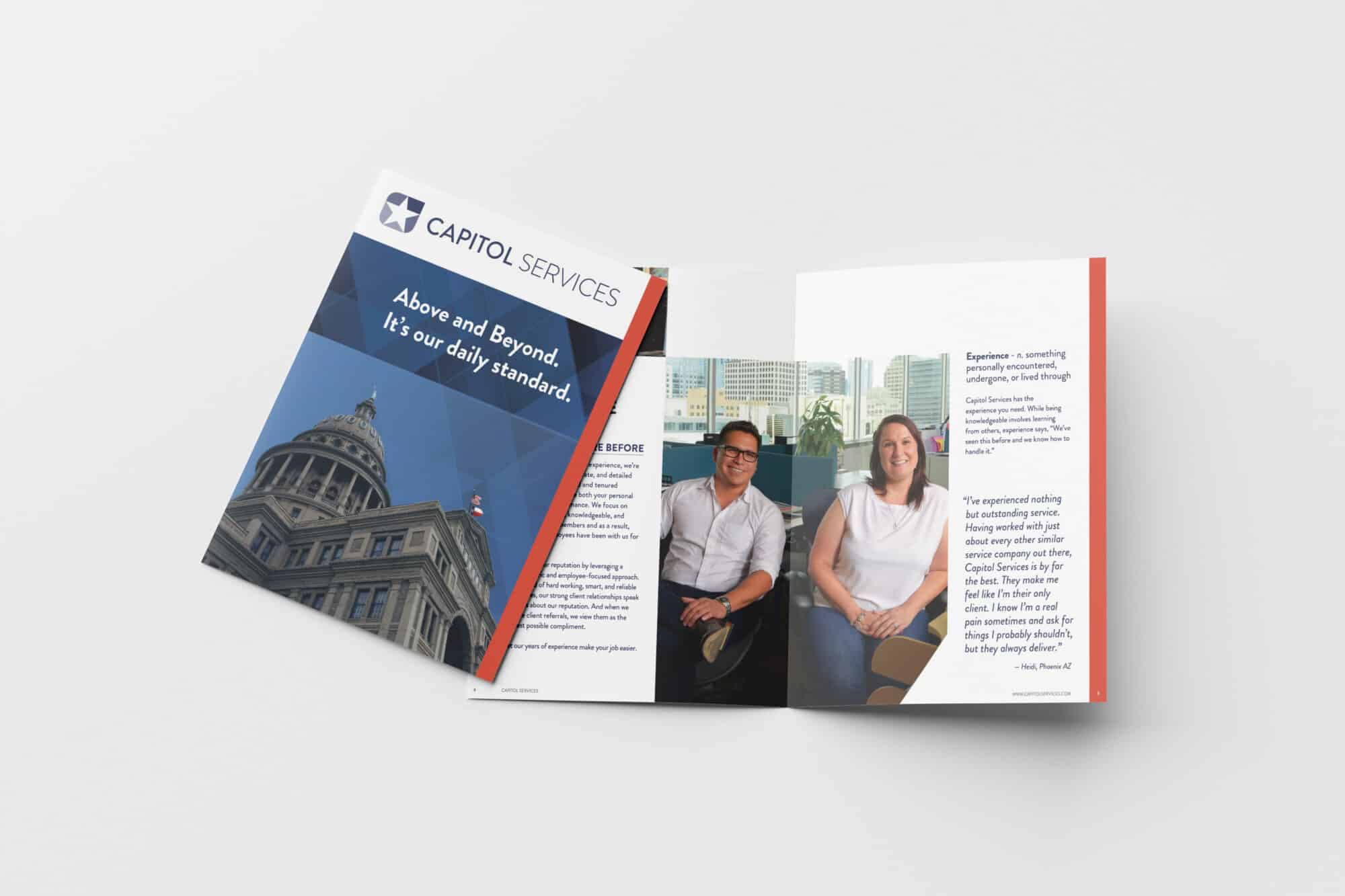 Two pieces of Capitol Services marketing collateral.