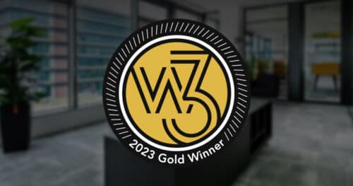 A badge with the words w3 2023 Gold Winner.